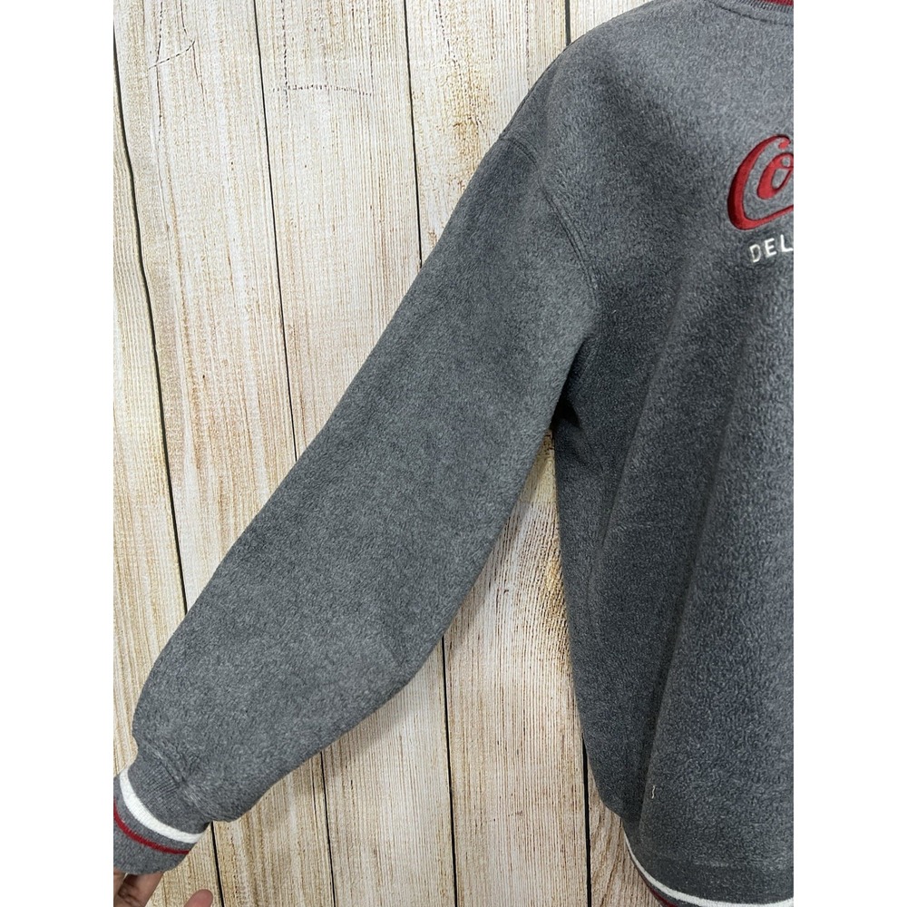 Vtg 90s Coca-Cola Sweatshirt M Gray Embroidered Logo Soda Pop Bottle Retro Cozy - Picture 5 of 7